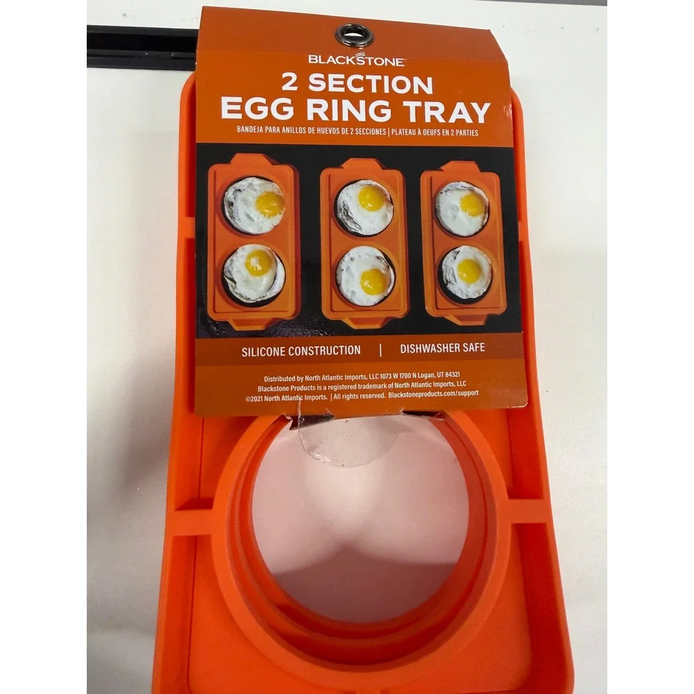 Blackstone 2 Section Egg Ring Tray 3 Pack Orange Silicone Griddle Accessory 5600